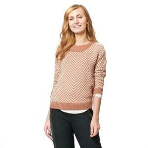 Ganni Chevron Wool Angora Knit Sweater Brown Cream Anthropologie – Size S